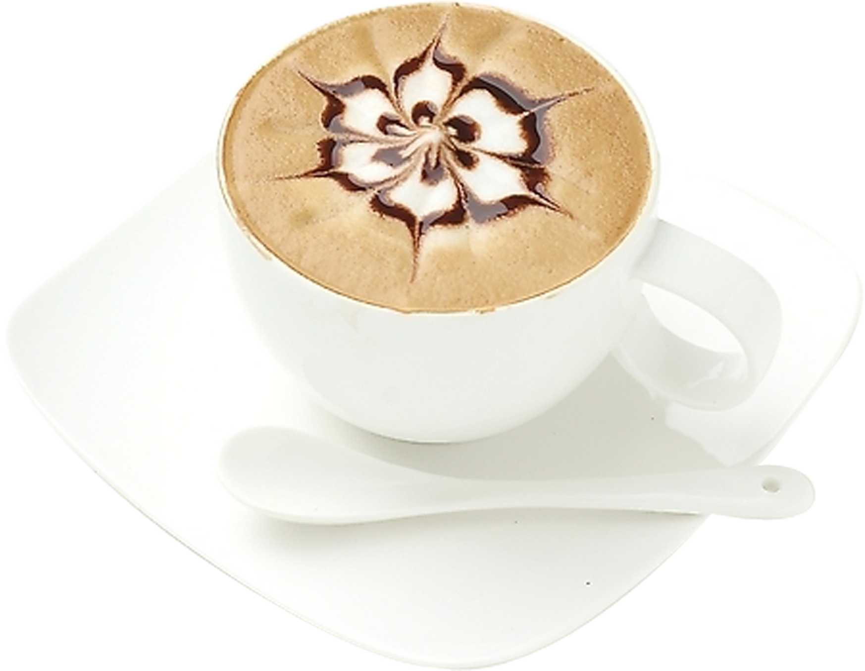 Artistic Cappuccinoin White Cup PNG