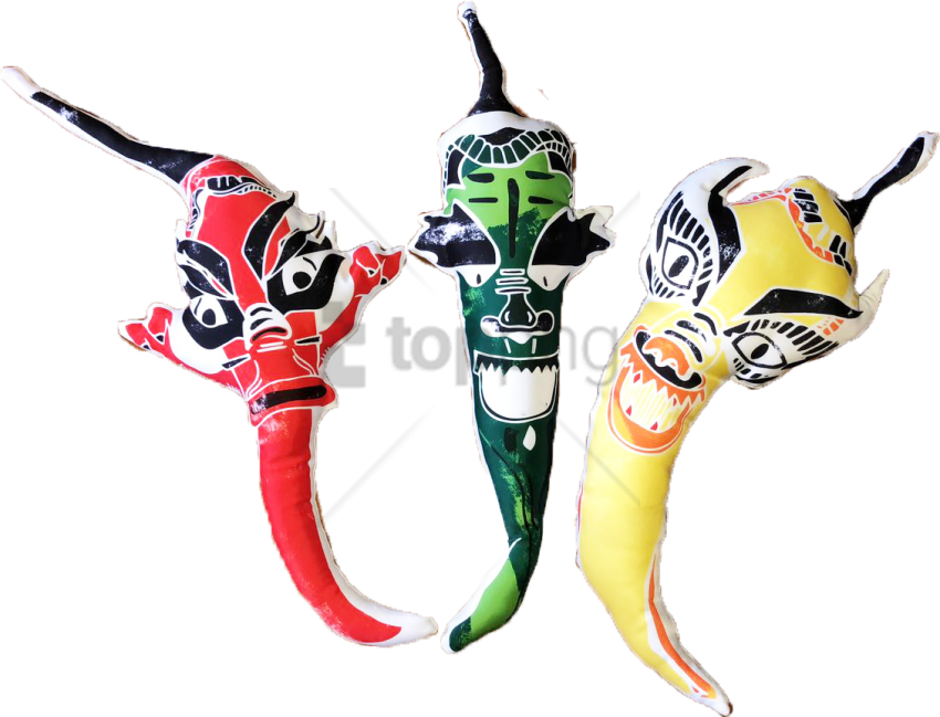 Artistic Chili Peppers Masked Figures PNG