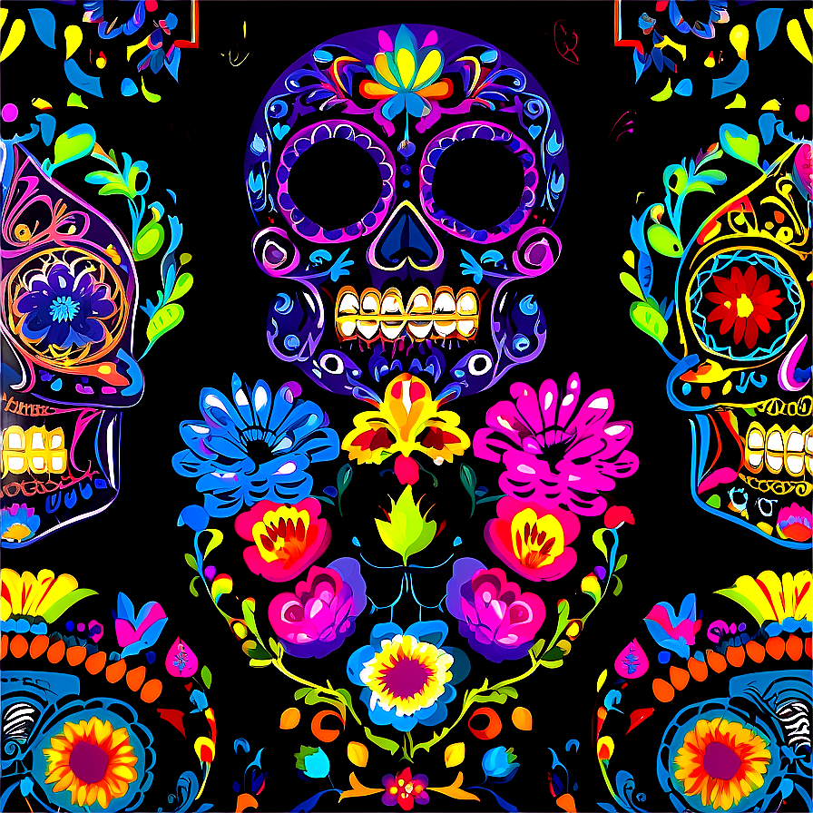 Artistic Dia De Los Muertos Murals Png Cux PNG