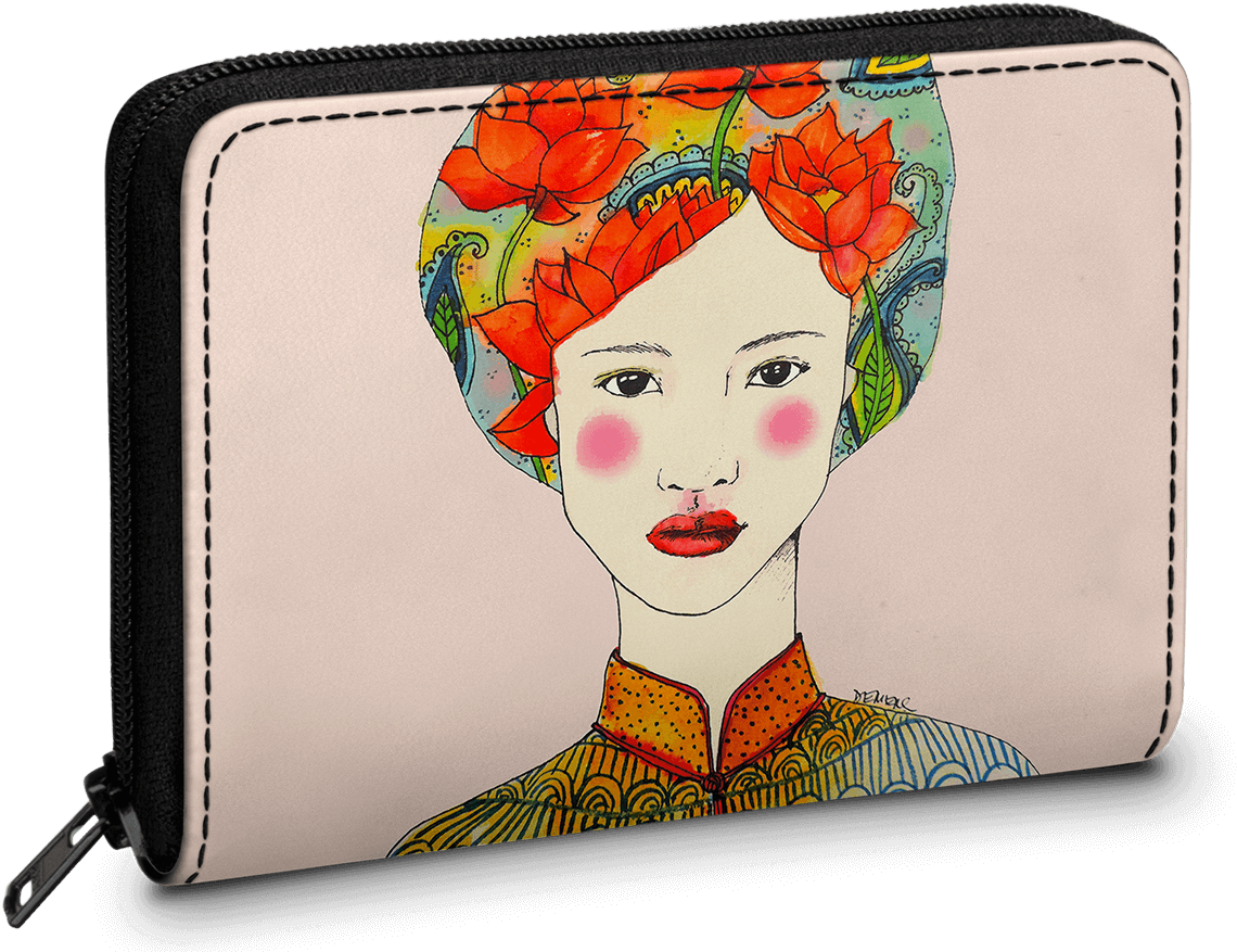 Artistic Floral Print Wallet PNG