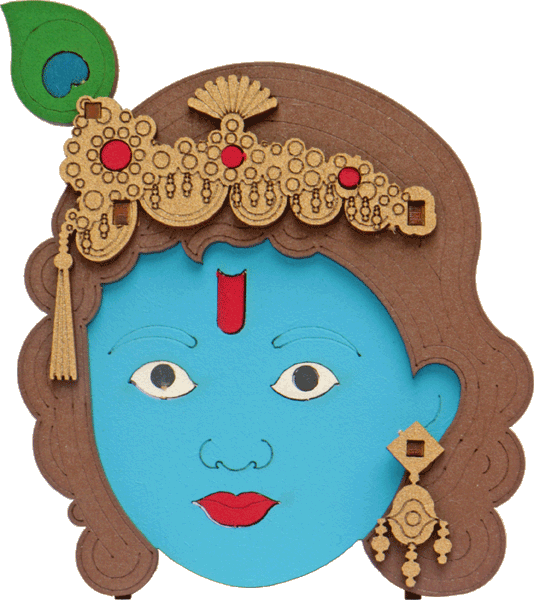 Artistic Krishna Head Paper Craft PNG