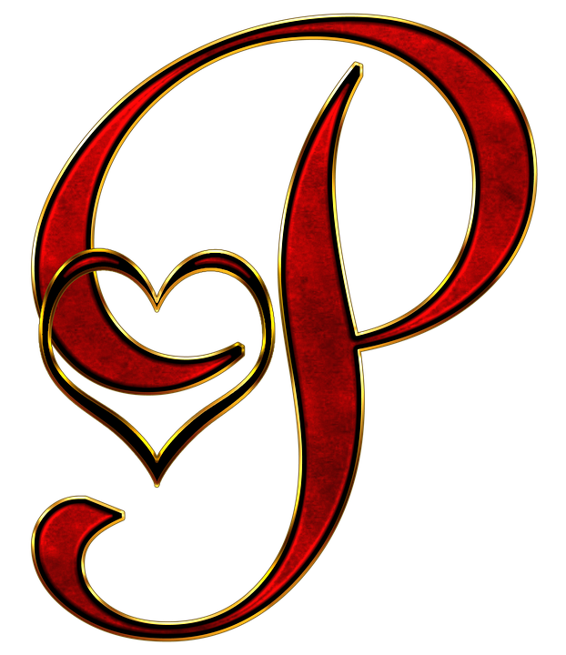 Artistic Letter P With Heart Design PNG