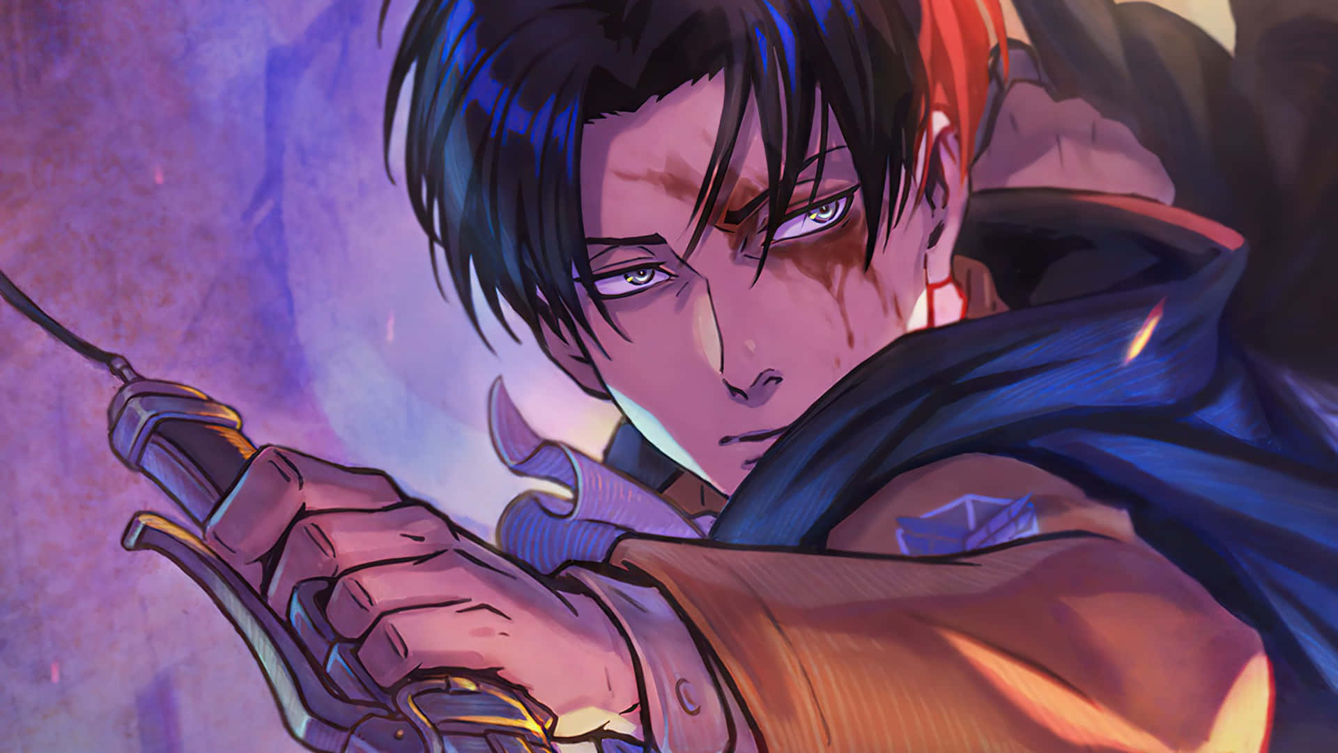 Artistic Levi PFP With Blood Wallpaper
