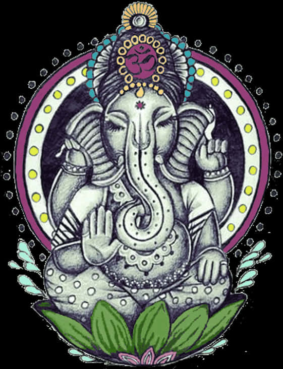 Artistic Lord Ganesha Illustration PNG