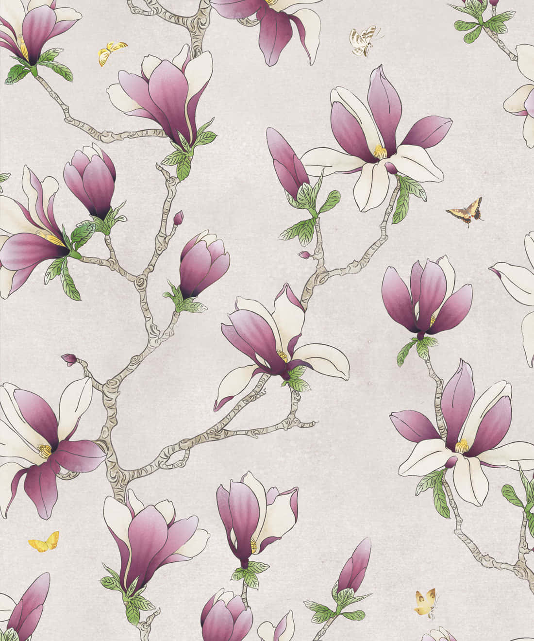 Konstnärligttryck Med Magnoliamönster Som Bakgrundsbild Till Dator Eller Mobil. Wallpaper