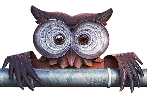 Artistic Metal Owl Sculpture PNG