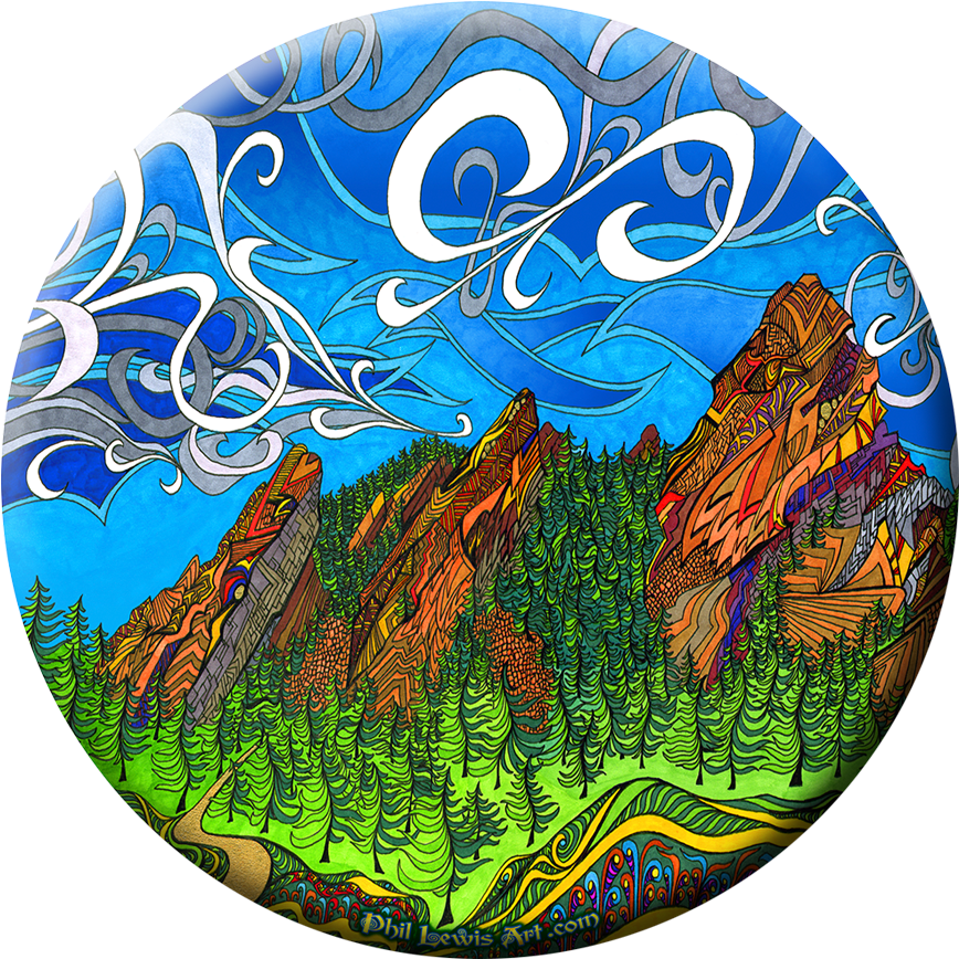 Artistic Mountain Frisbee Design PNG