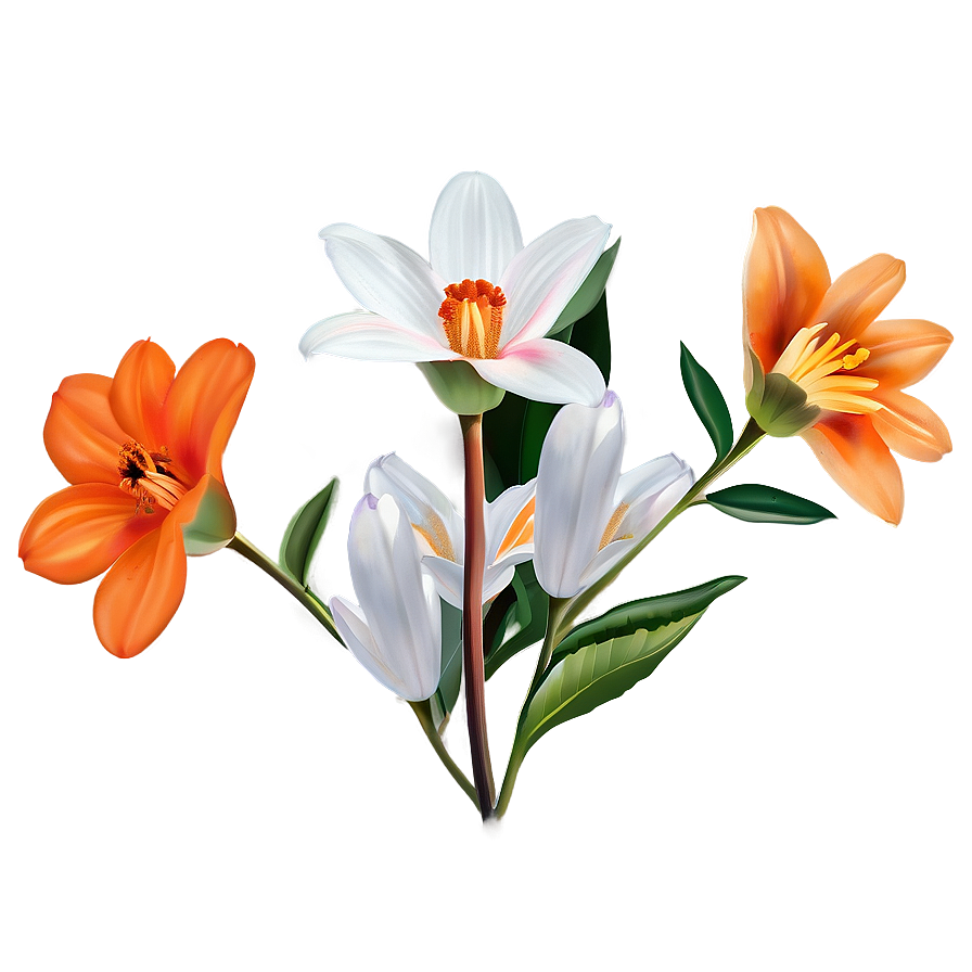 Artistic Orange Bloom Png Baa PNG