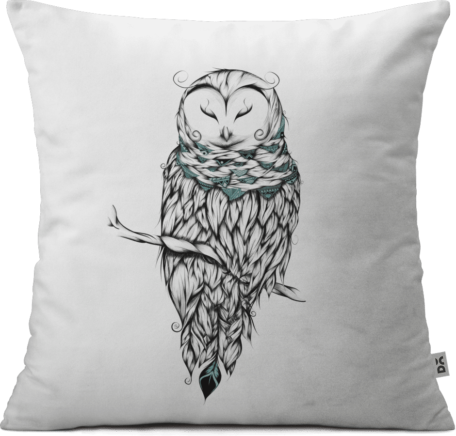 Artistic Owl Cushion Design PNG