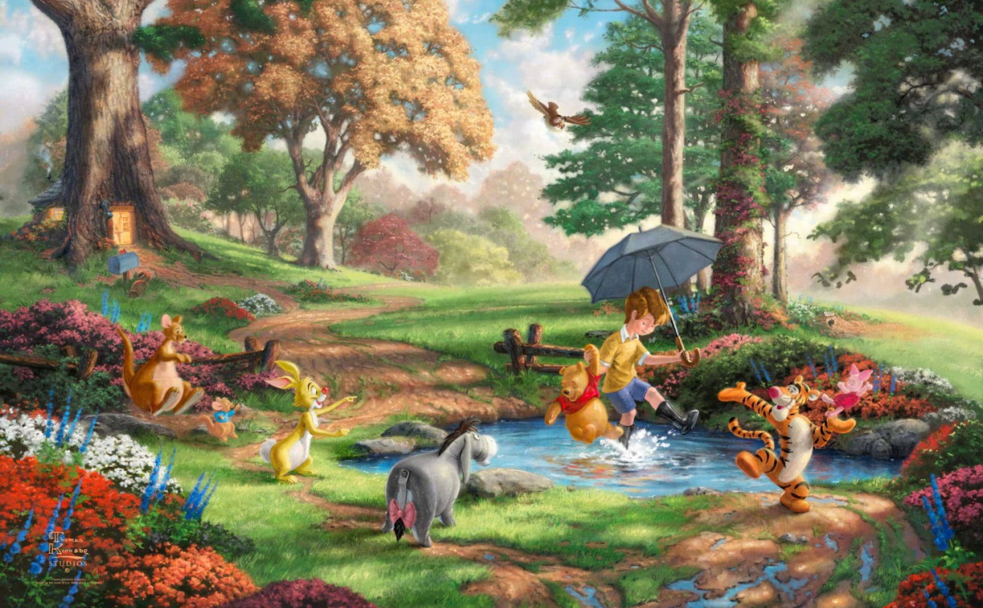 Artistic Painting Of Friends With Tigger 3d Wallpaper