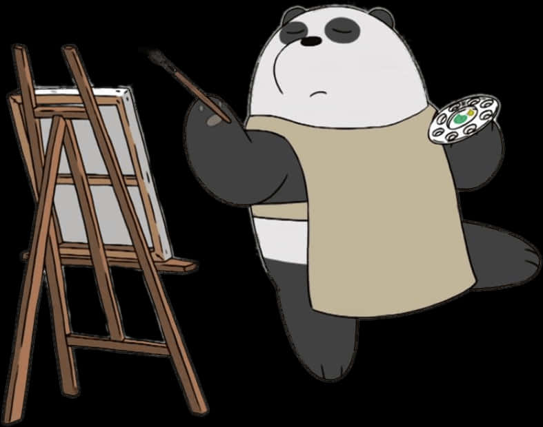 Artistic Pandawith Easeland Paintbrush PNG