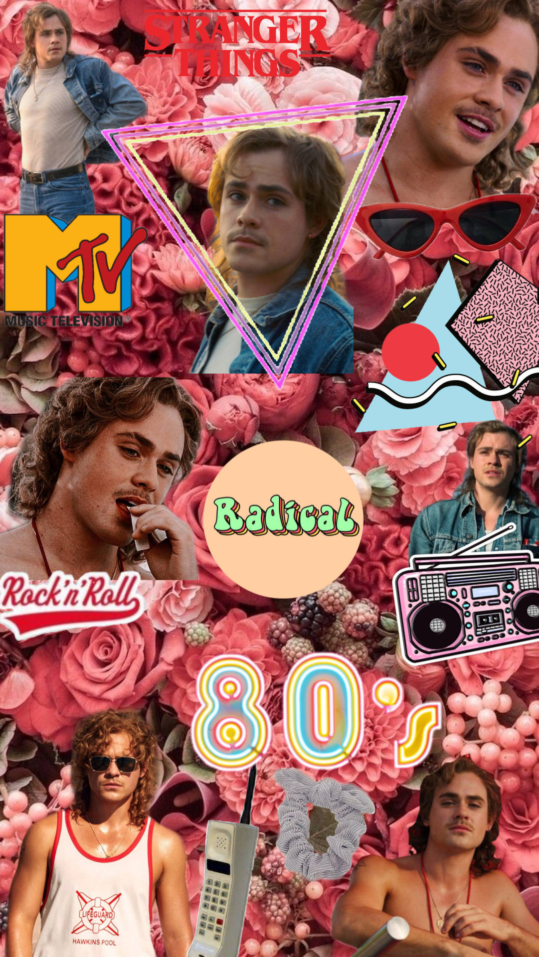 Artistic Pink Poster Of Billy Hargrove Wallpaper