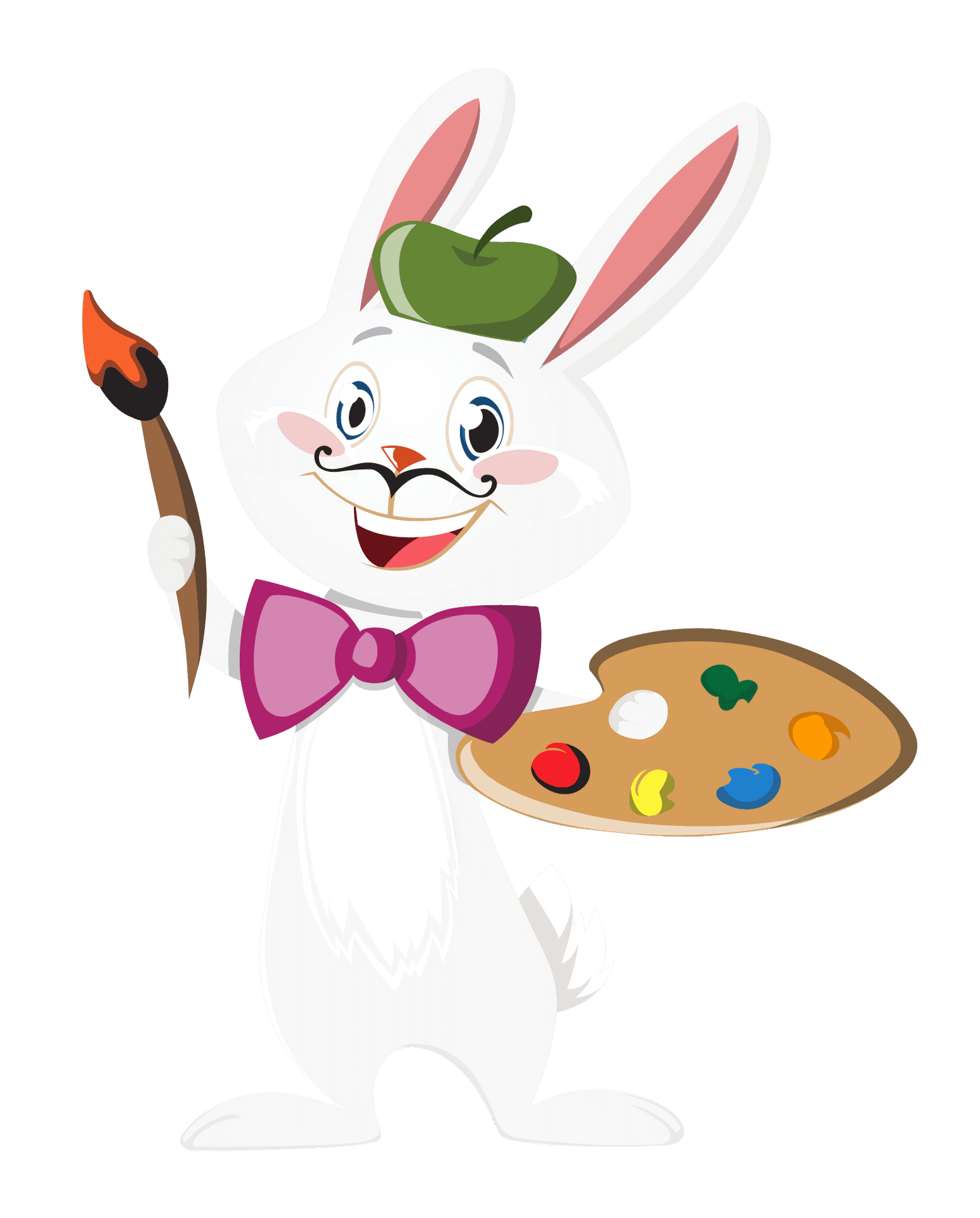 Artistic Rabbitwith Paintbrushand Palette PNG