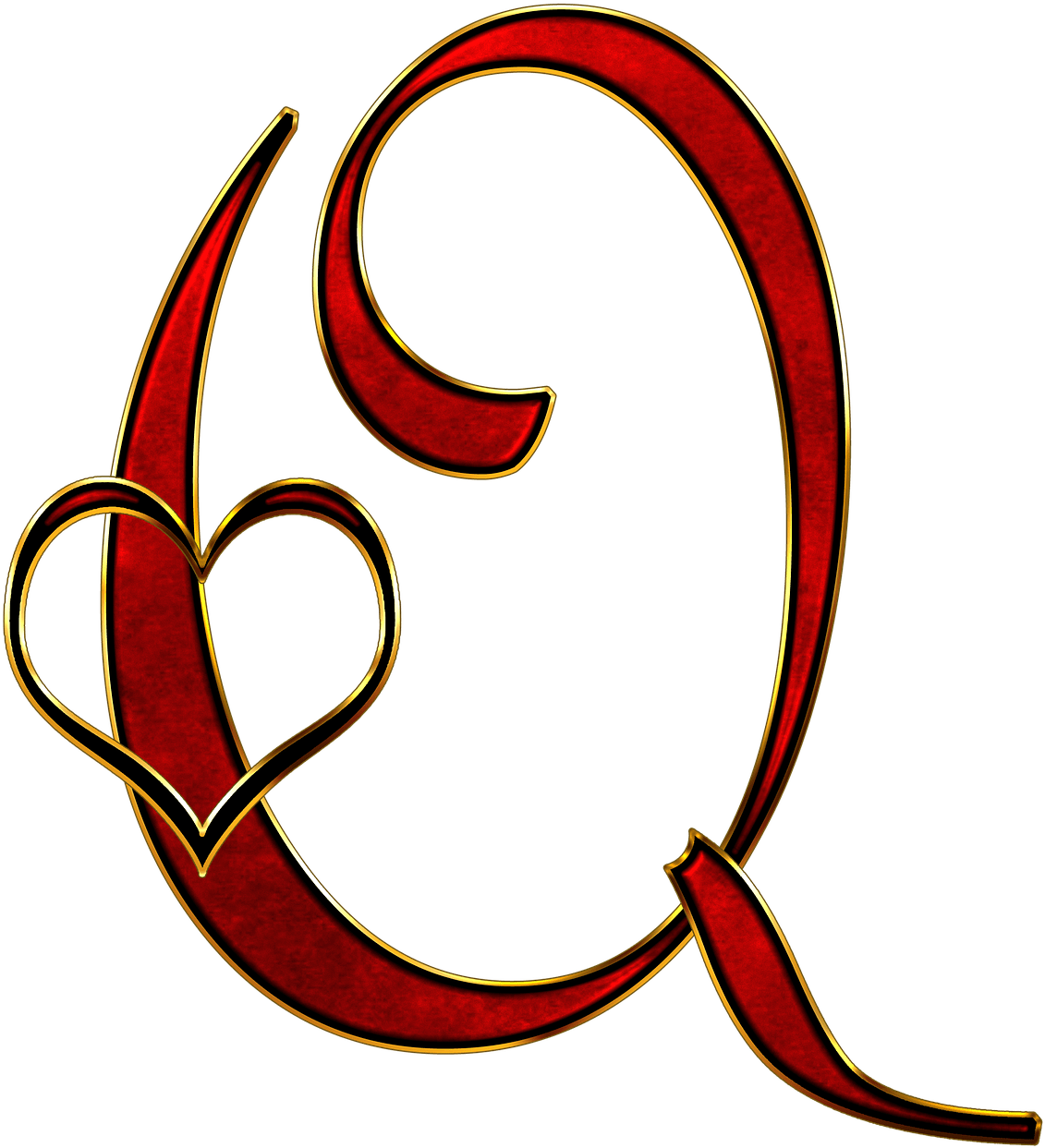 Artistic Redand Gold Heart Design PNG