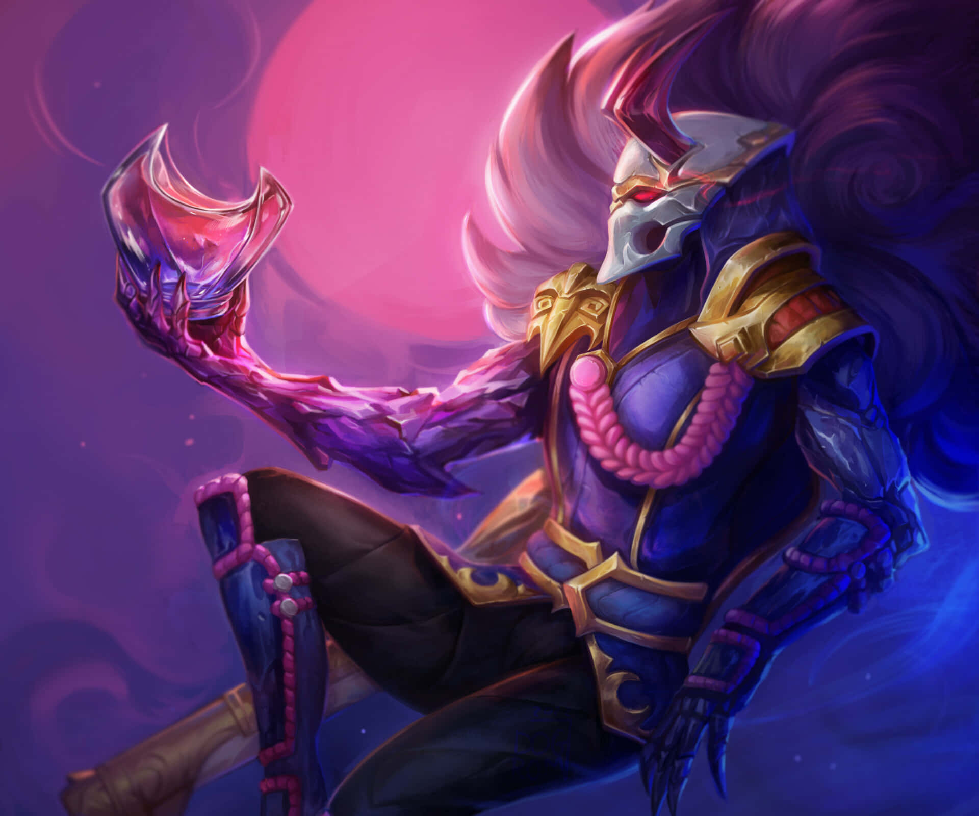 Artistieke Weergave Van Jhin League Of Legends Personage Achtergrond