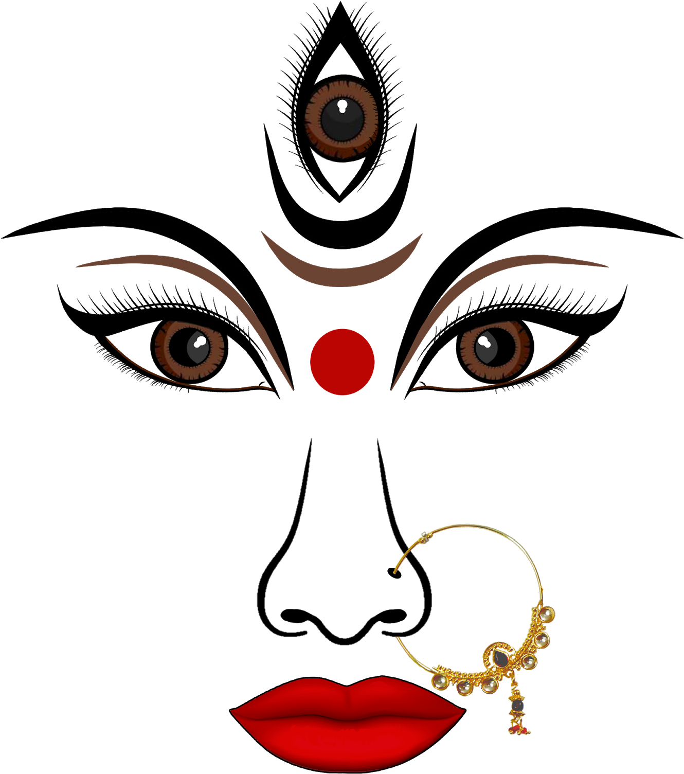 Artistic Representationof Goddess Durga Face PNG