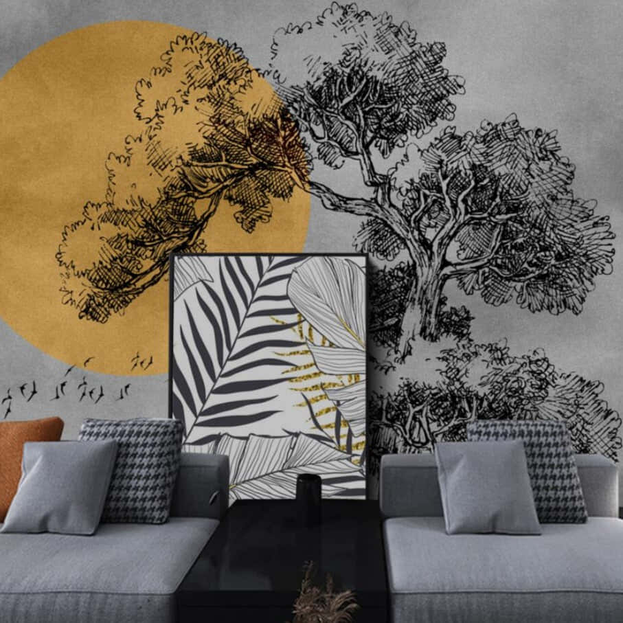 Artistic Tree Mural Living Room Decor Wallpaper