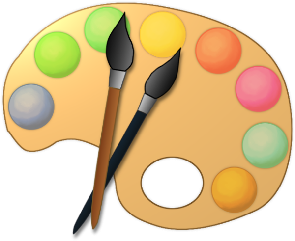Artists Paletteand Brushes Vector PNG
