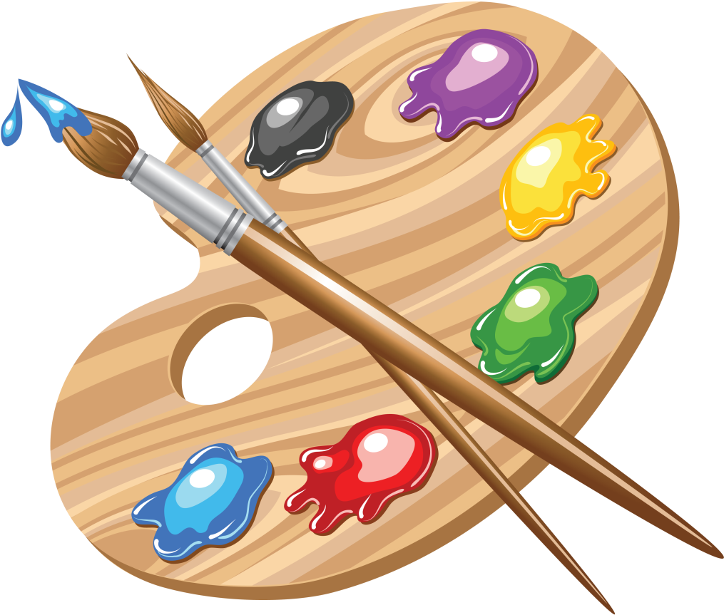 Artists Paletteand Paintbrushes PNG
