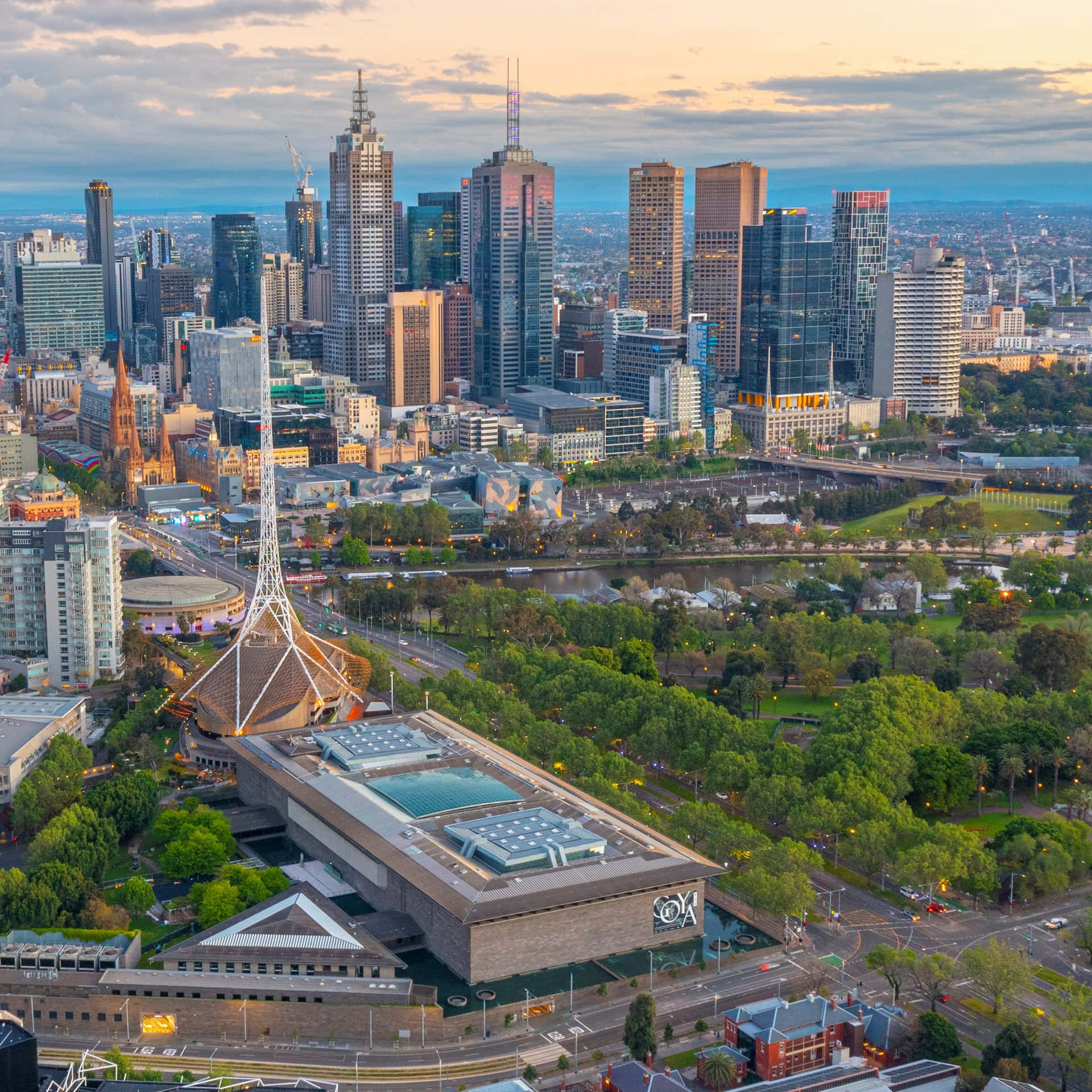 Arts Centre Melbourne Aerial View Wallpaper