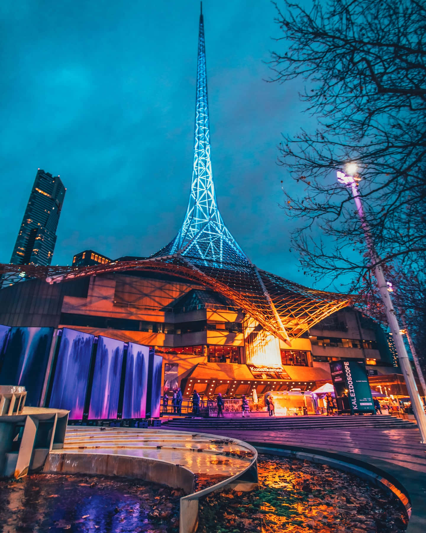 Arts Centre Melbourne Spire Evening Wallpaper