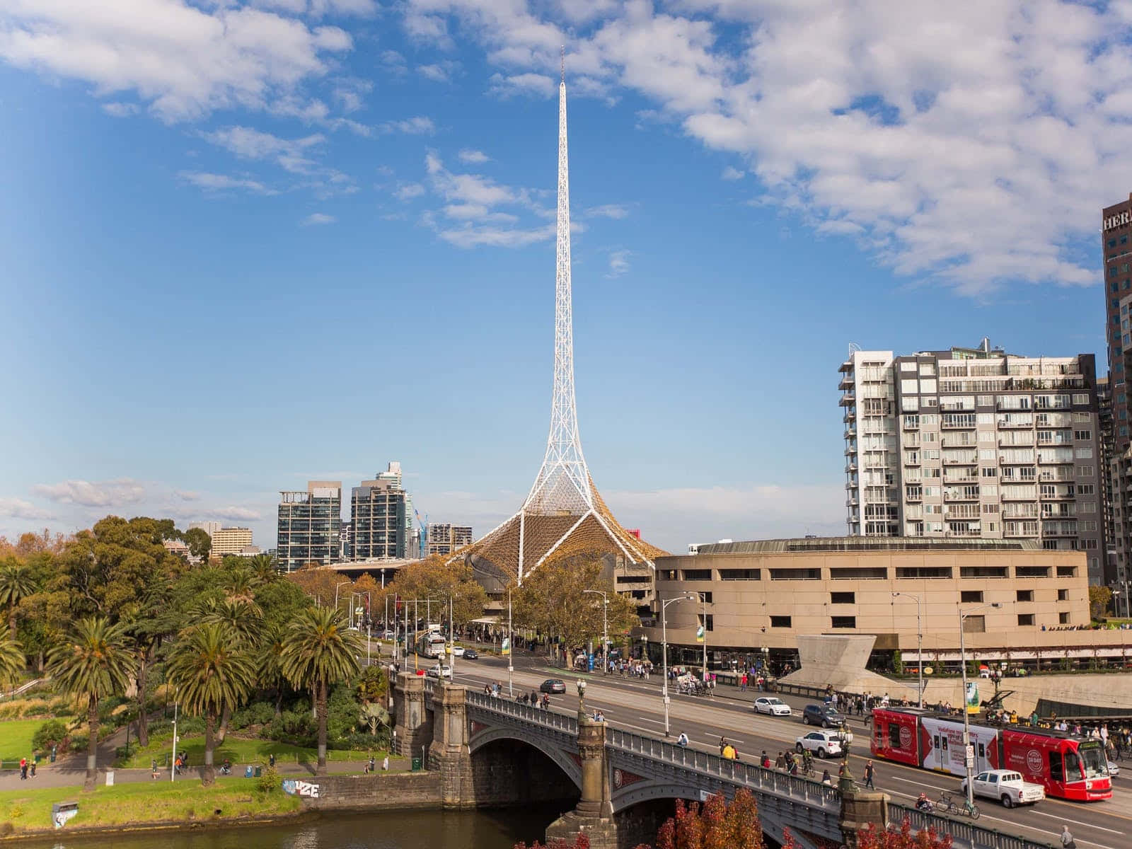 Arts Centre Melbourne Spireand Surroundings Wallpaper