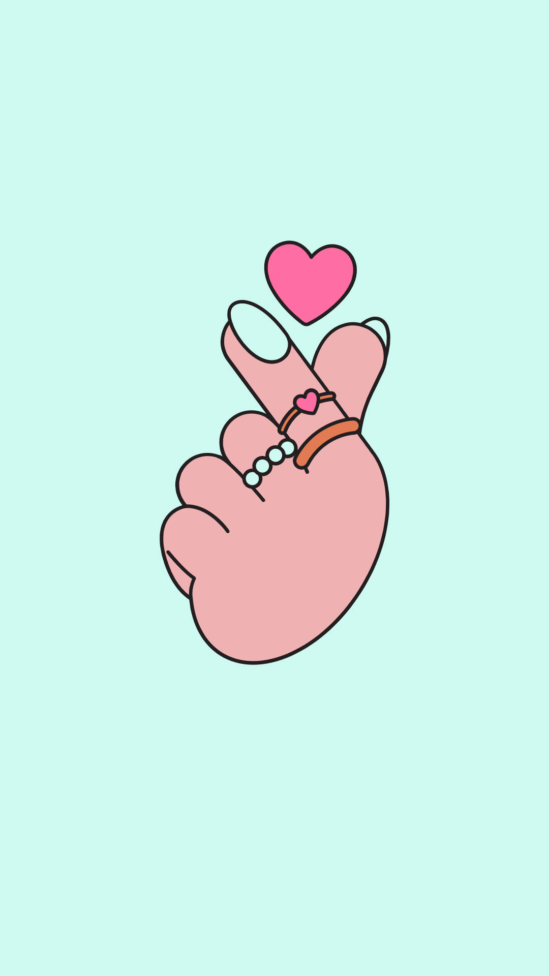 Artsy Tegning Finger Heart Wallpaper