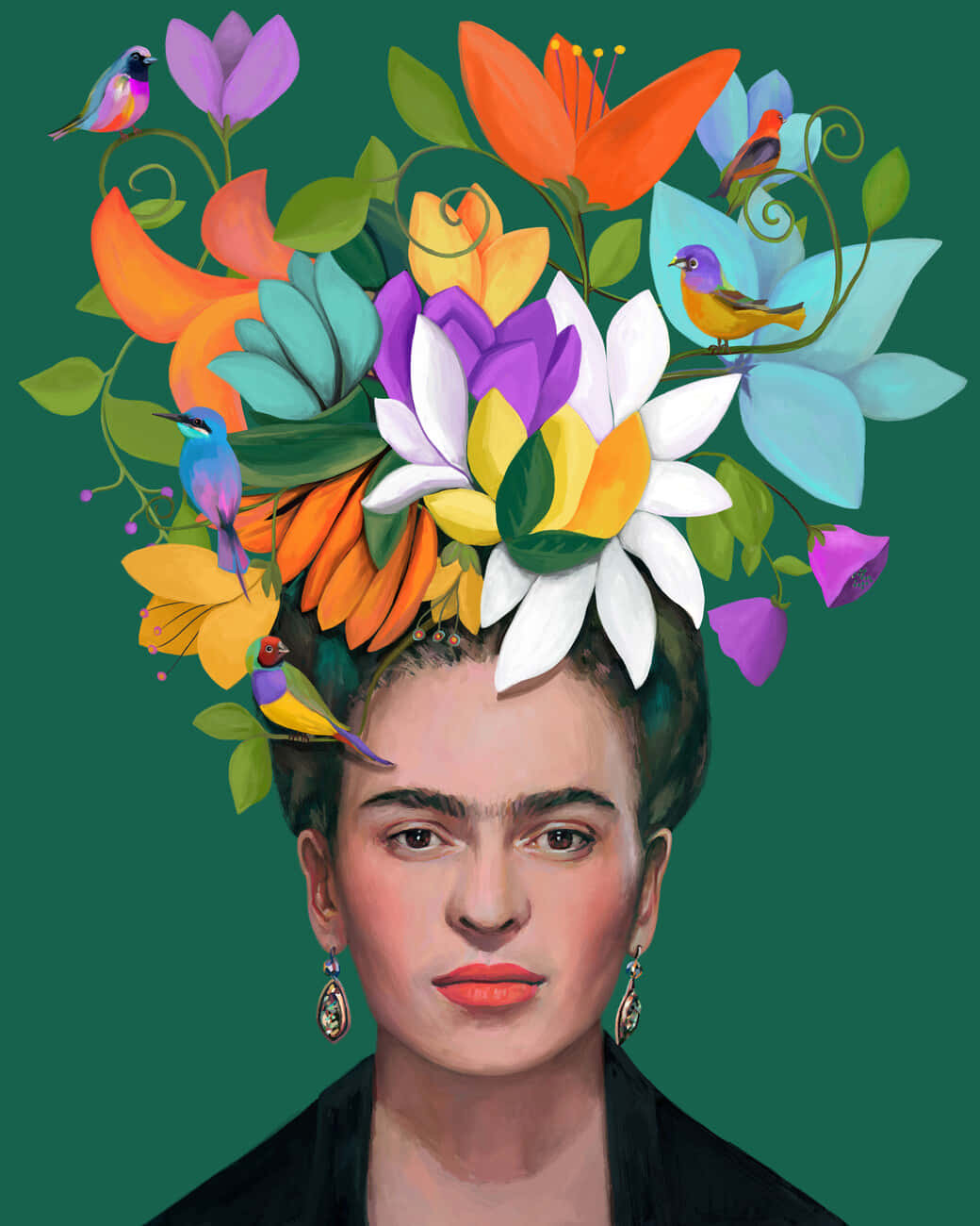Artwork Of Frida Kahlo Representing A Mexican Woman Wallpaper