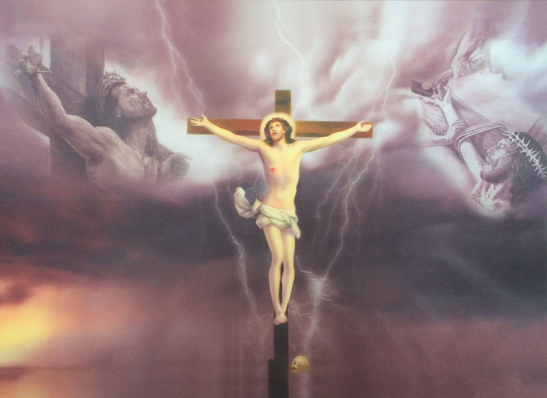 Artwork Of Jesus On Cross Suffering Wallpaper