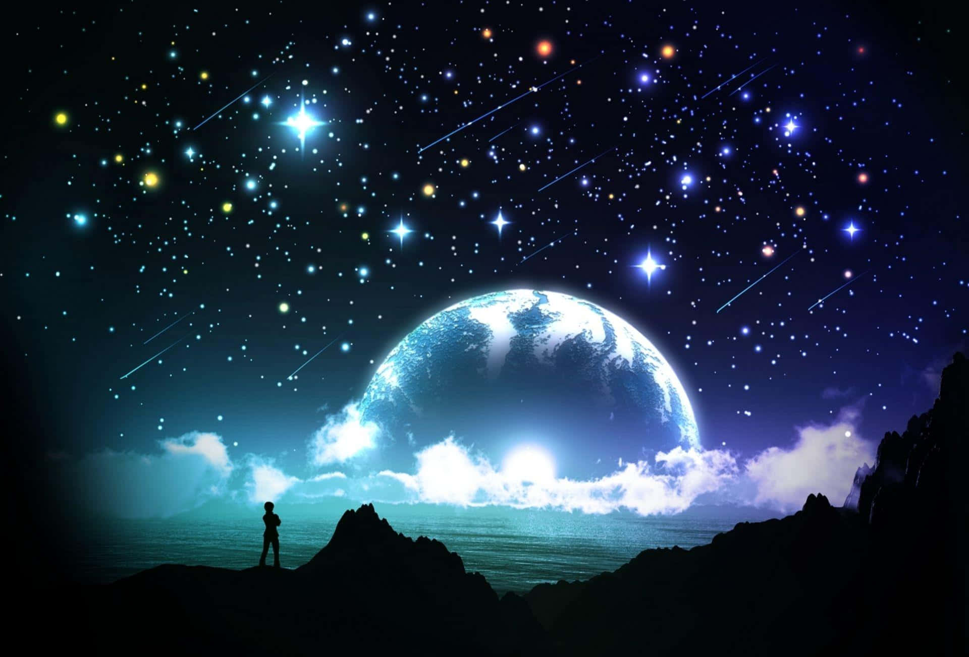 Artwork Of Magical Night Sky Overlooking Earth Wallpaper