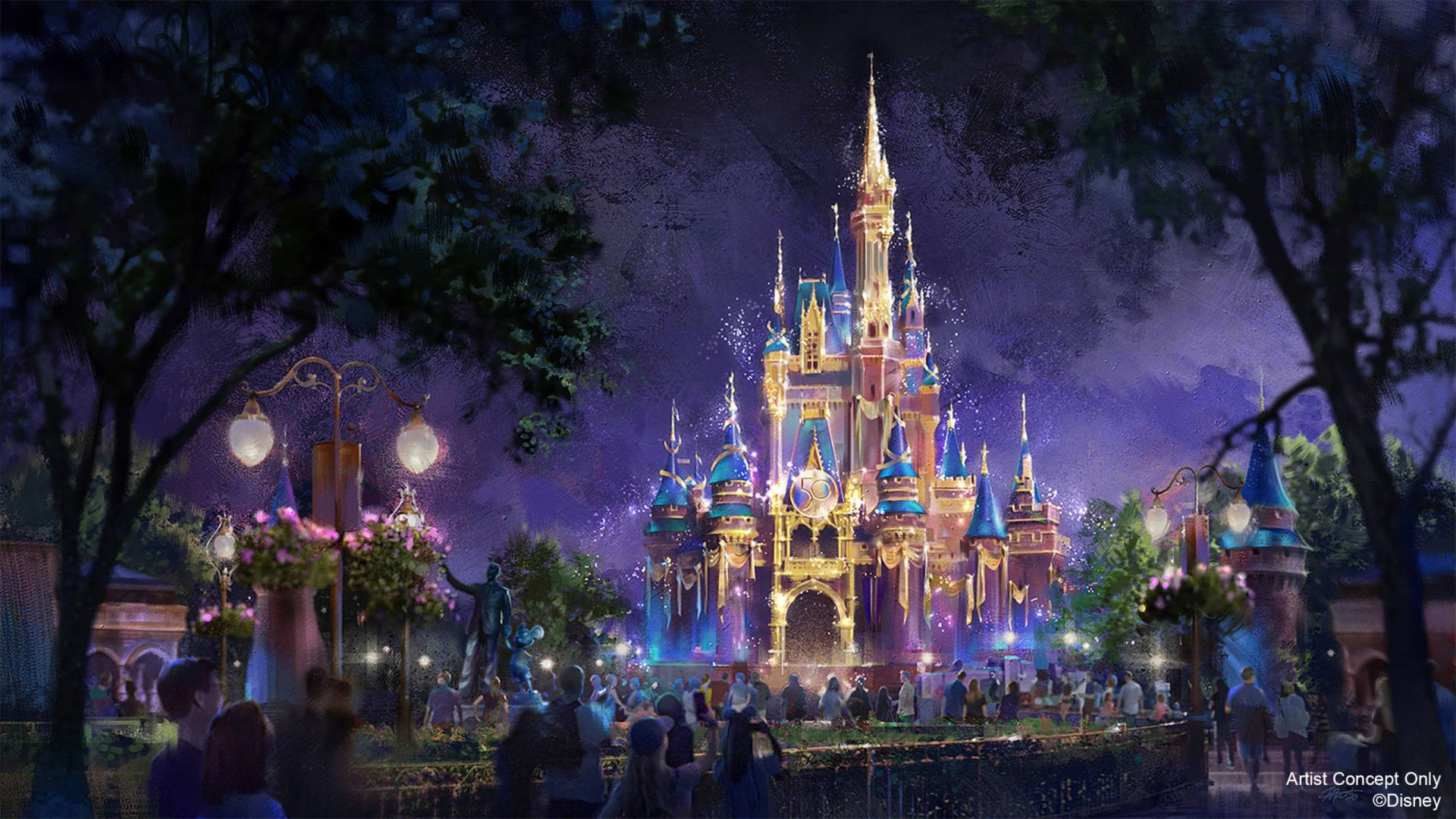 Artwork Of Walt Disney World Desktop Background