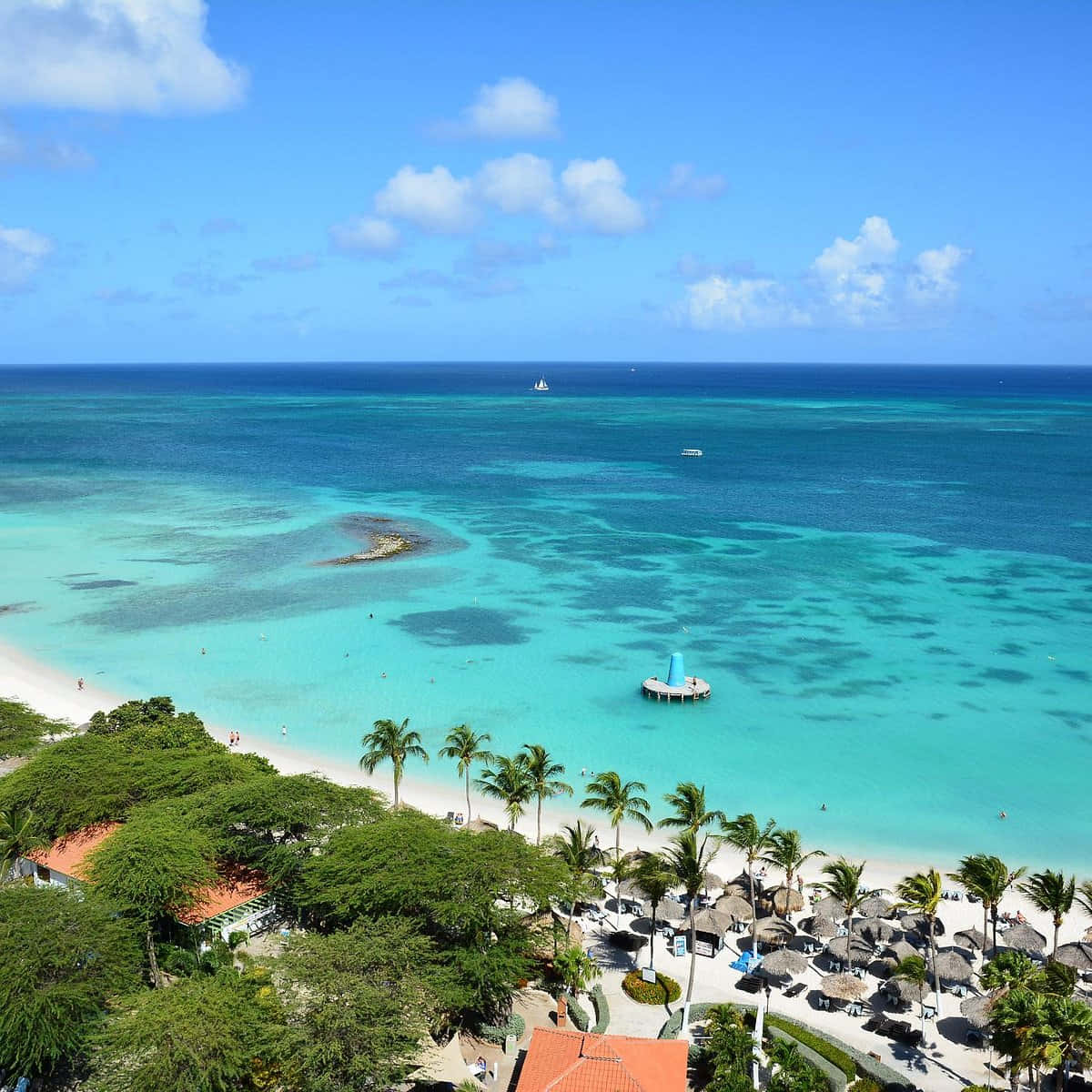 Imágenesde La Playa De Aruba Con Un Océano Azul.