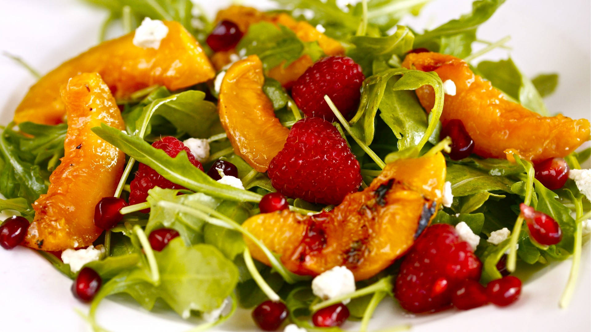 Arugula With Berries, Peaches, And Pomegranate Wallpaper