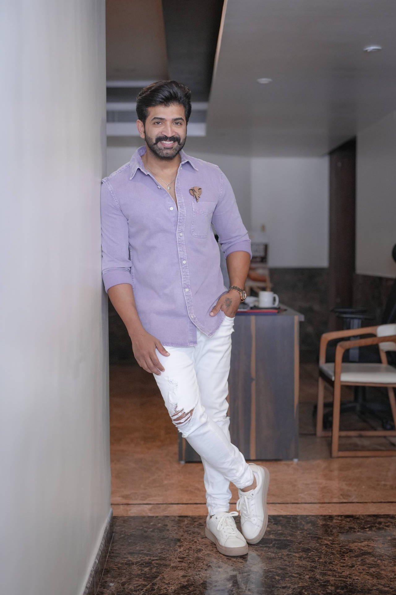 Arun Vijay Purple Shirt Background