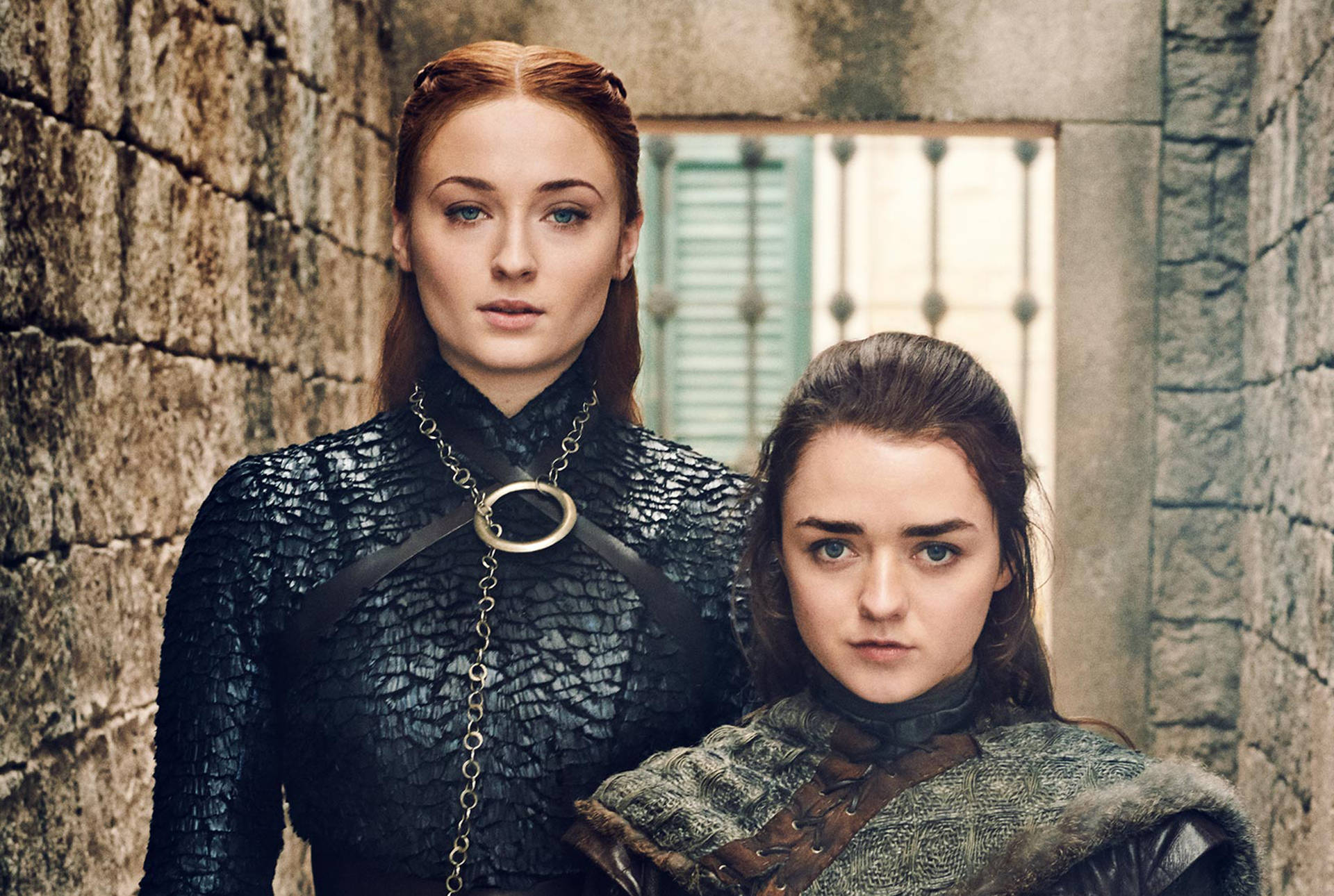 Arya & Sansa Stark Winterfell Søstre Wallpaper