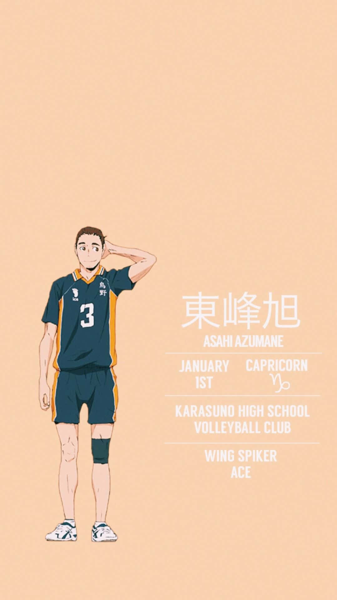 Asahi Azumane Smiling in the Volleyball Court Wallpaper
