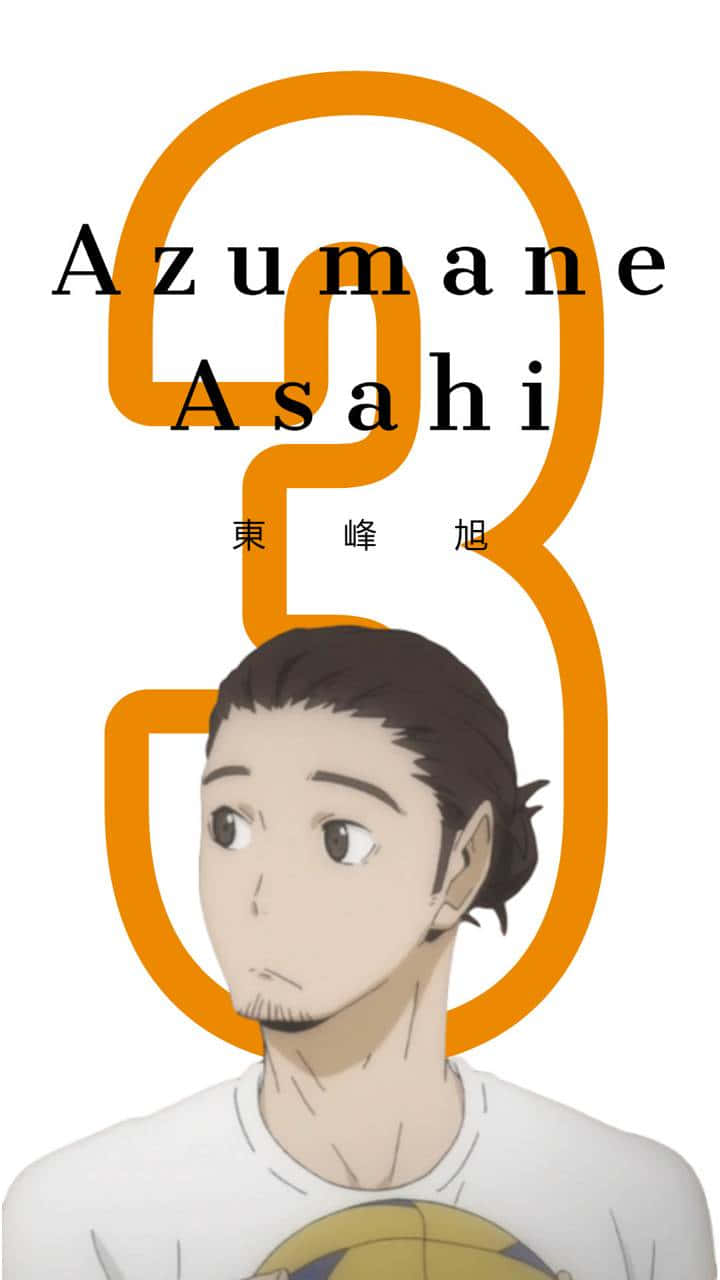 Asahi Azumane striking a powerful spike in a Haikyuu!! scene Wallpaper