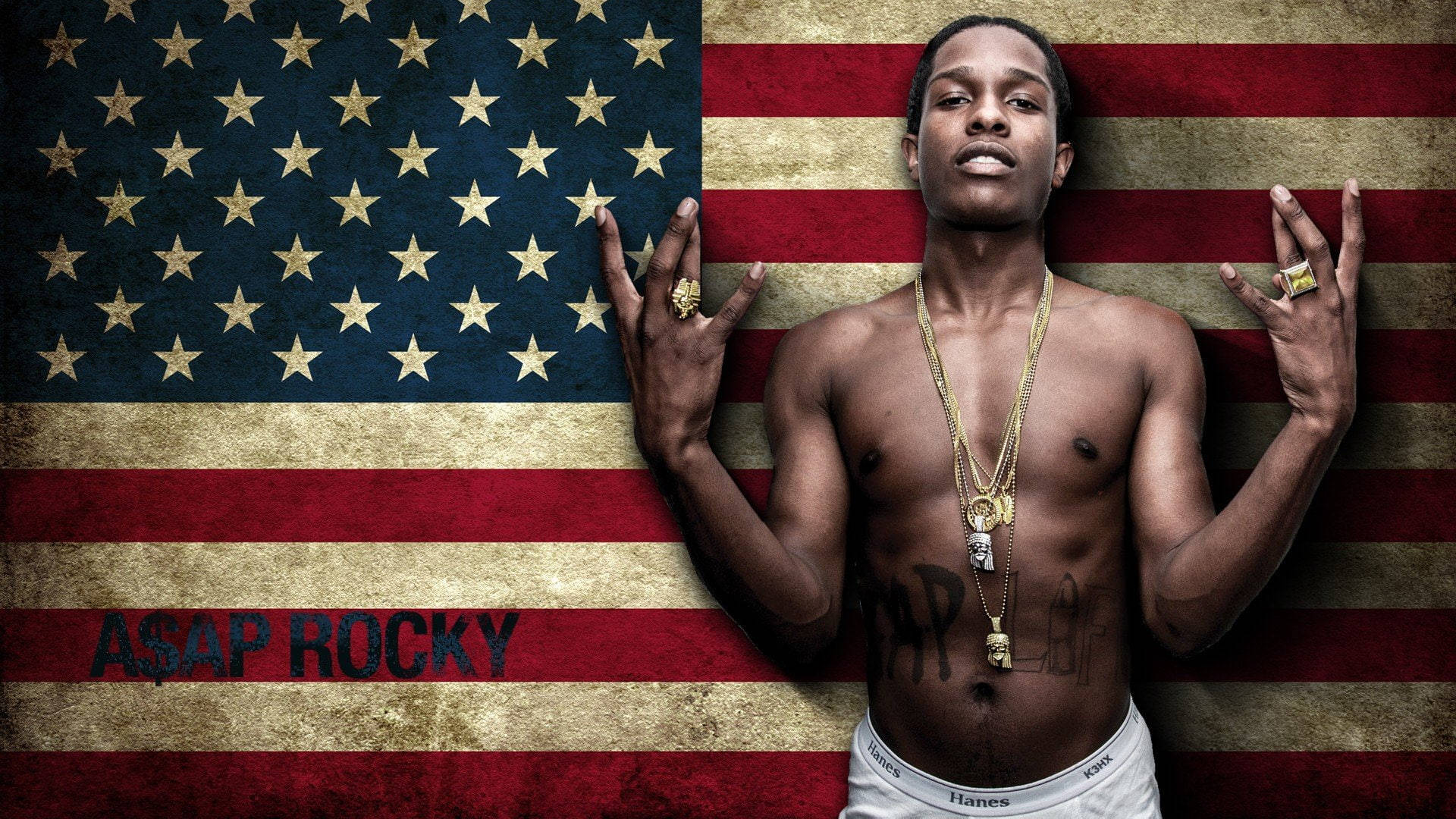 Asap Rocky American Flag Background
