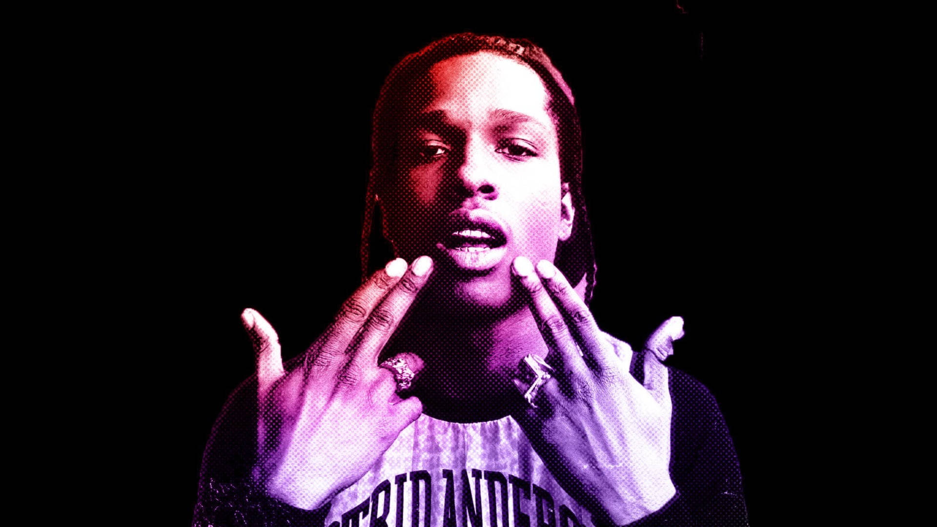 Asap Rocky Gang Signs Background