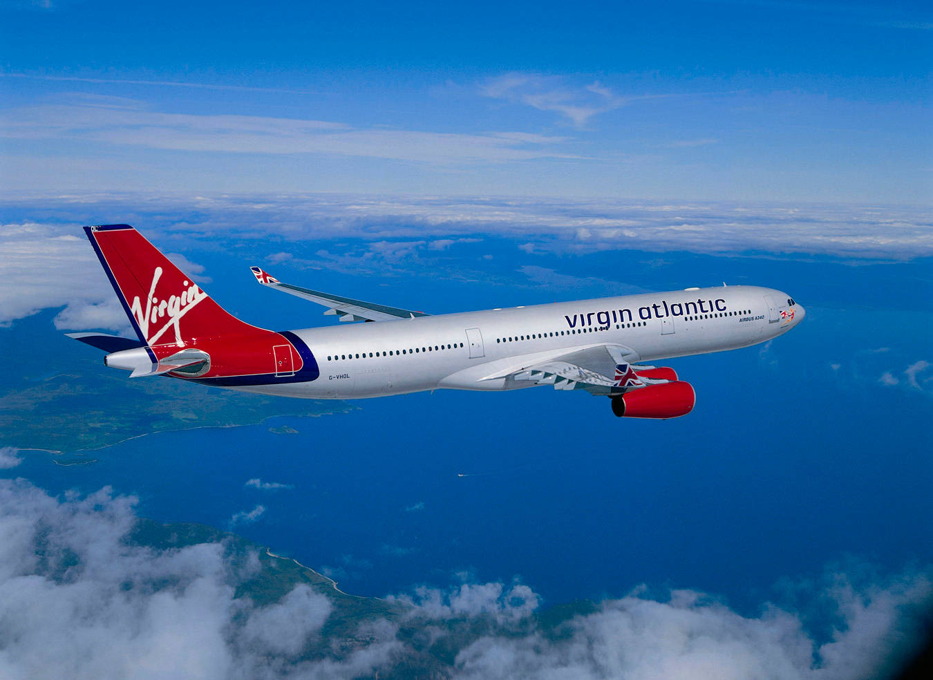 Stigandeav Virgin Atlantic-flygplan Wallpaper