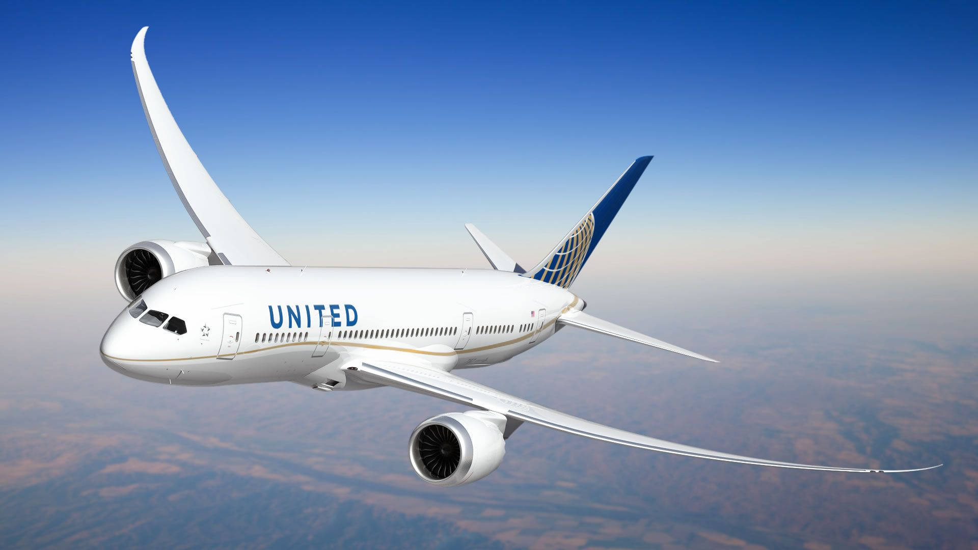Aviónde United Airlines Ascendiendo. Fondo de pantalla