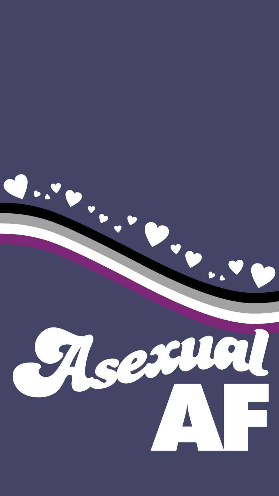 Asexual Af Logo With Hearts And A Wave Wallpaper