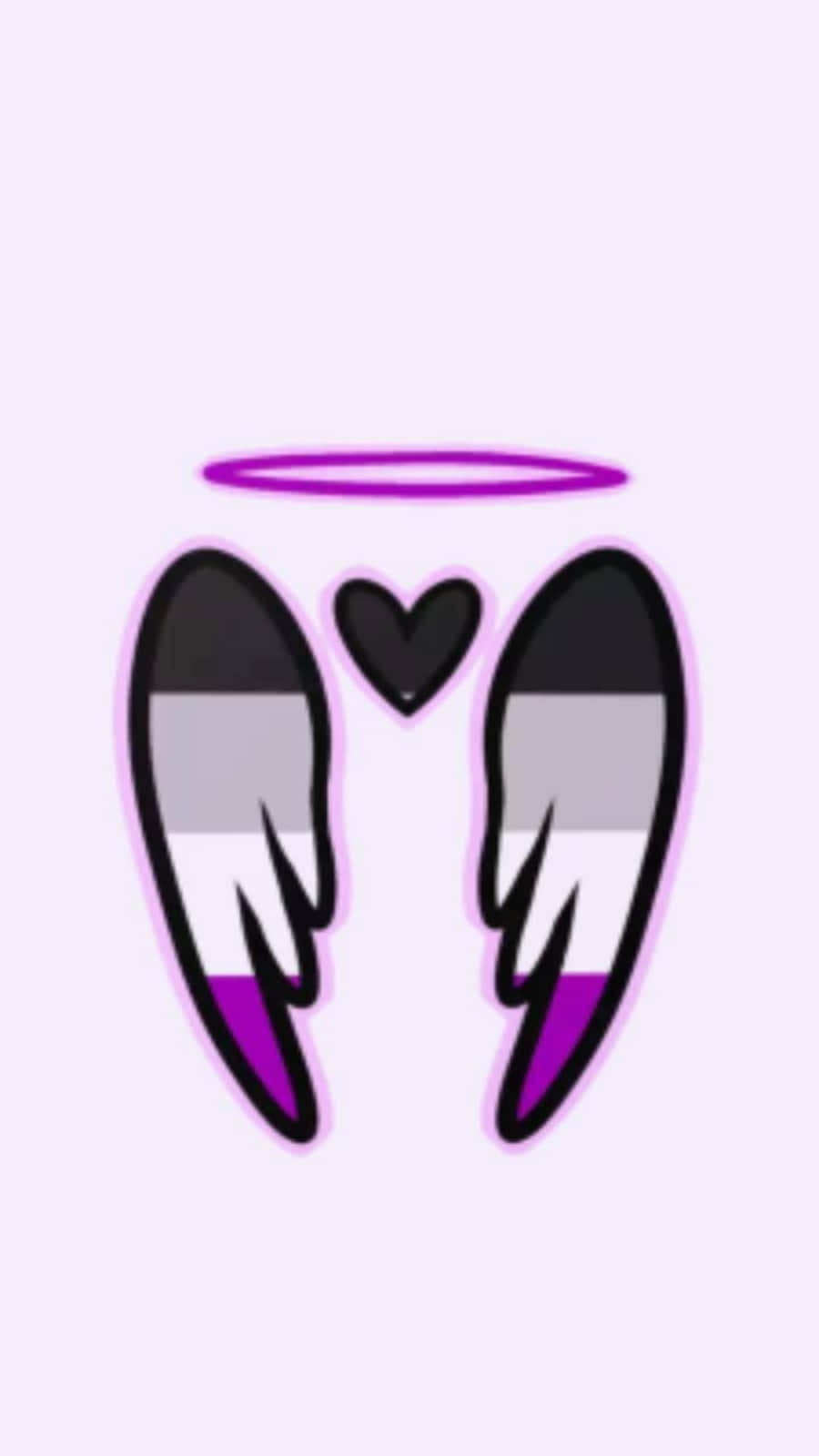 Asexual Angel Wings With Heart Wallpaper