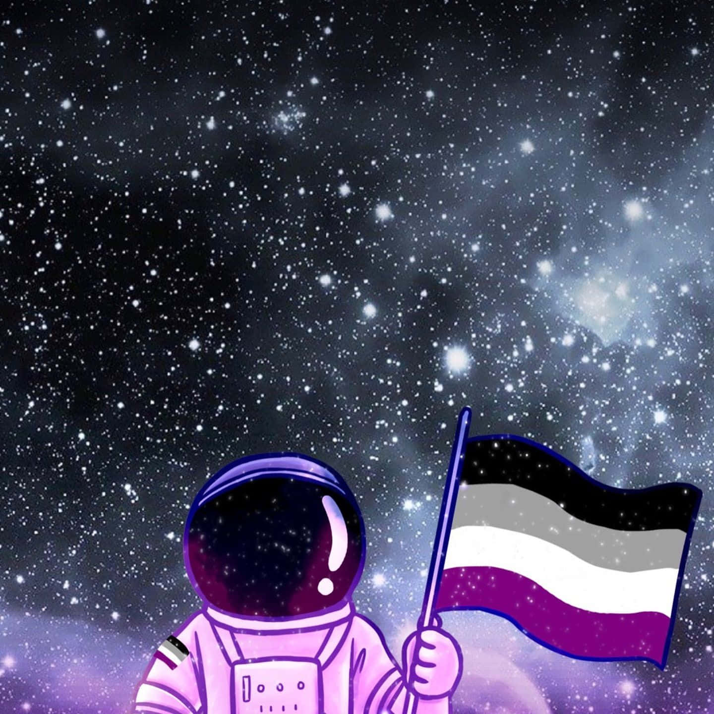 Astronaut Holding The Asexual Pride Flag Wallpaper