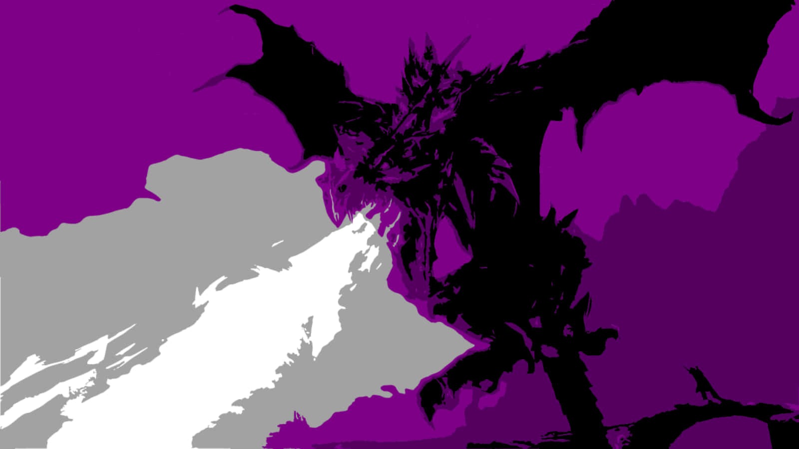 A Purple And Black Dragon With Wings Flying Over A Purple Background Wallpaper