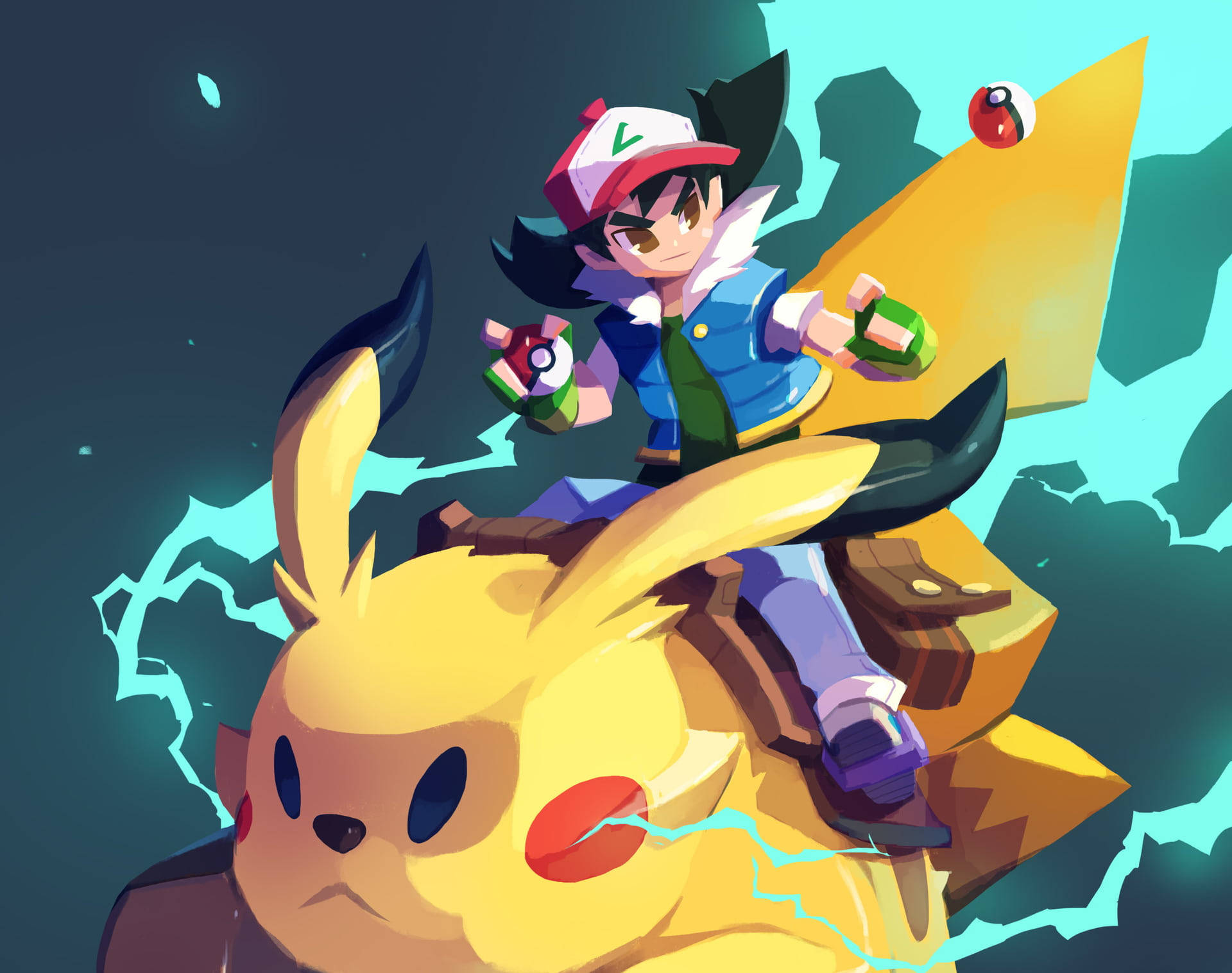 Ash And Pikachu HD Graphic Fan Art Wallpaper