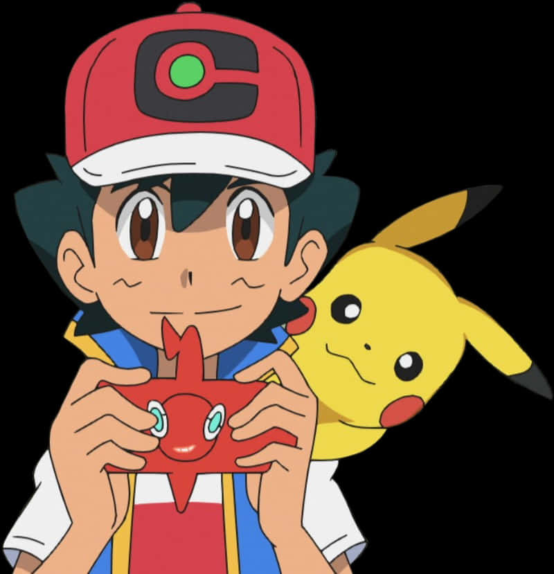 Ashand Pikachuwith Pokemon Toy PNG