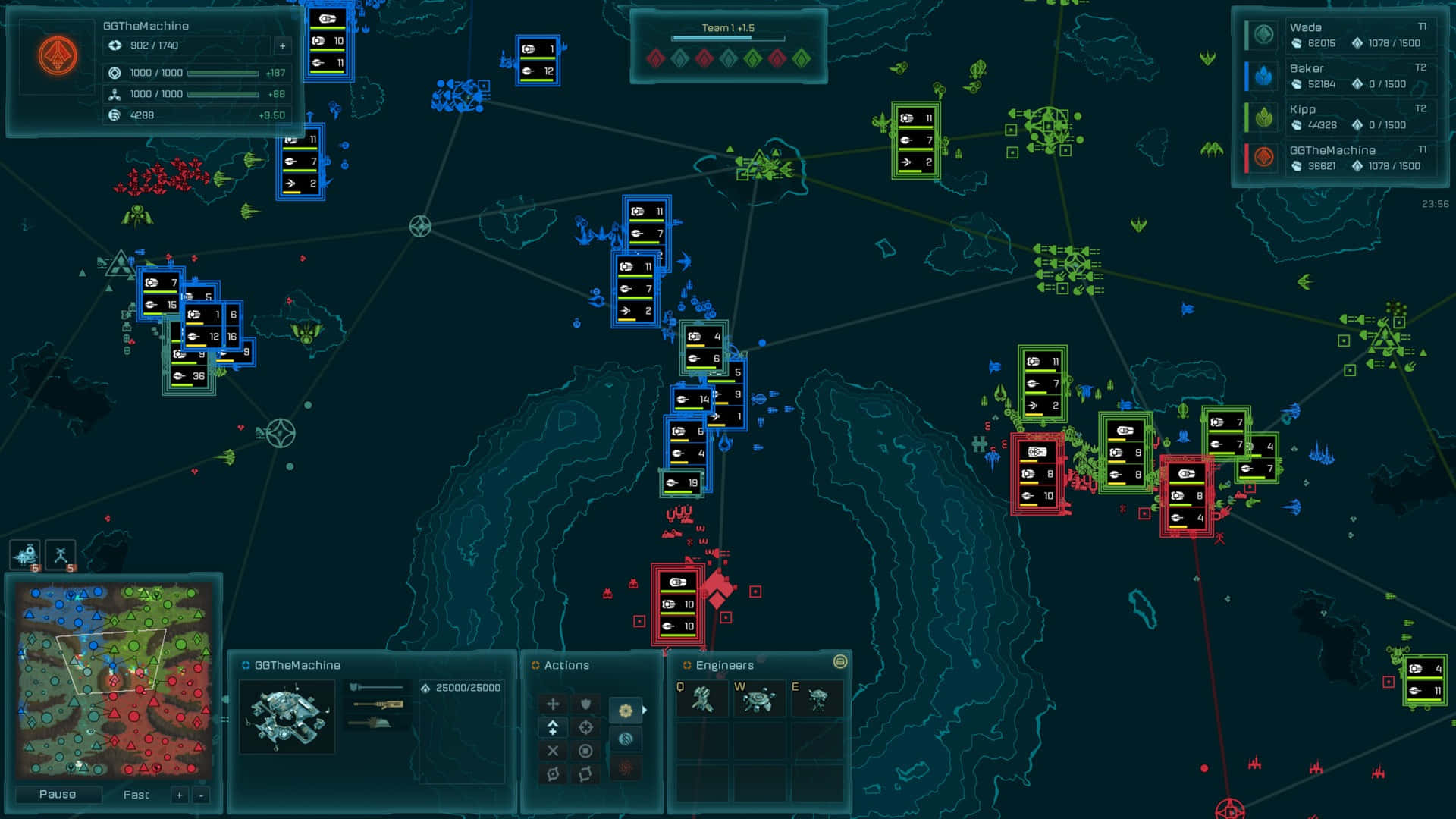 Etskærmbillede Af Et Spil Med En Kort Og Forskellige Skibe.