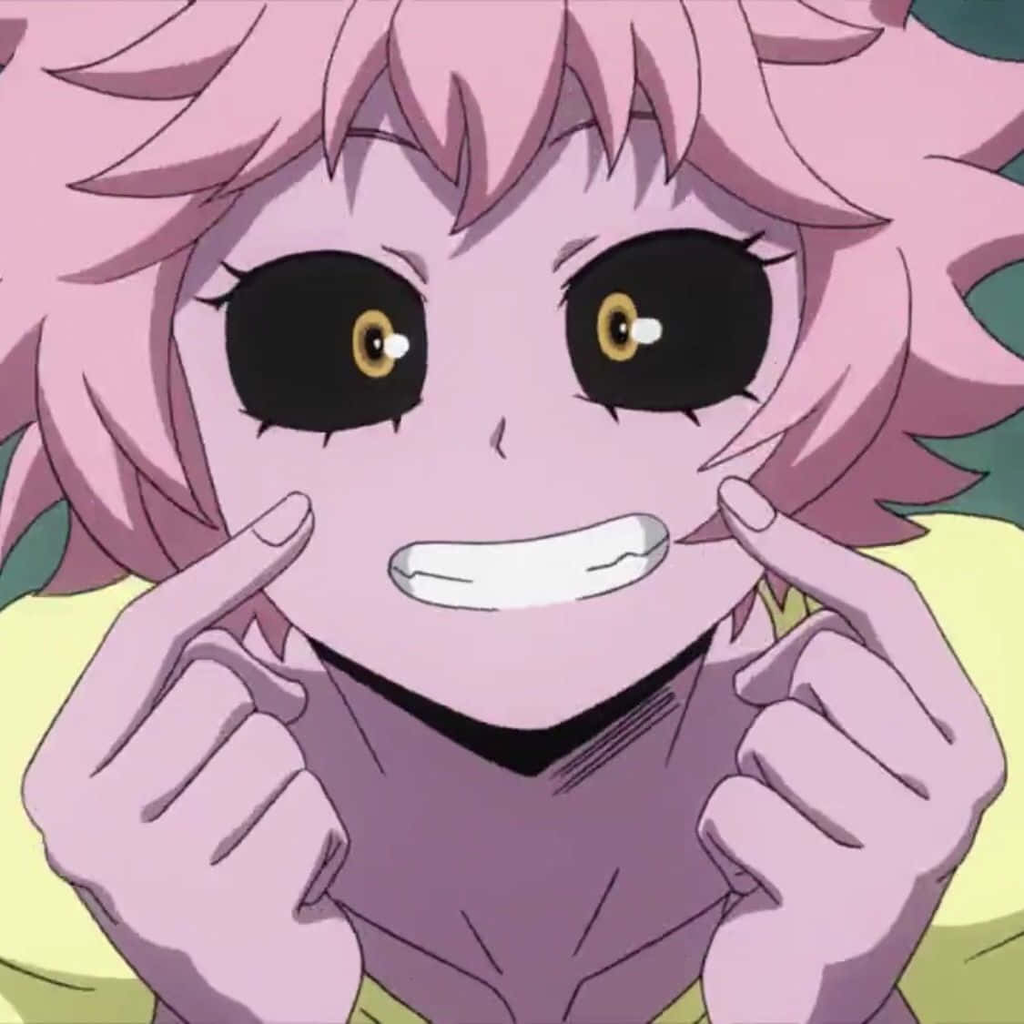 Personajede Anime Japonés Mina Ashido Sonriendo En Primer Plano. Fondo de pantalla
