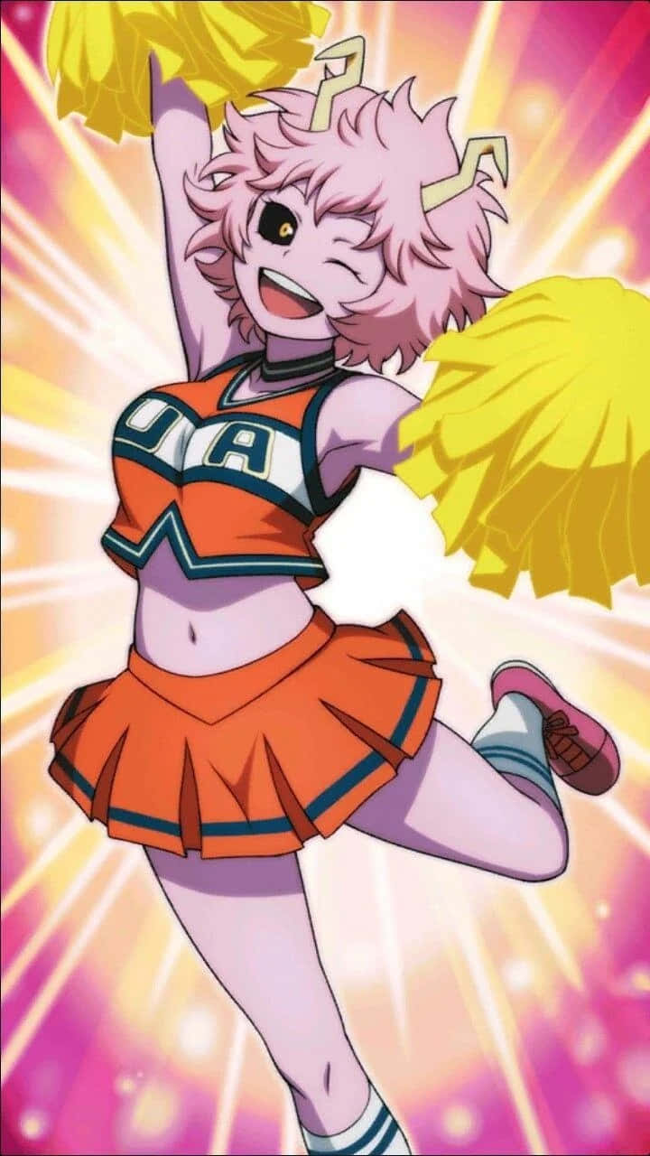 My Hero Academia Pinky Mina Ashido With Cheerleading Outfit Wallpaper